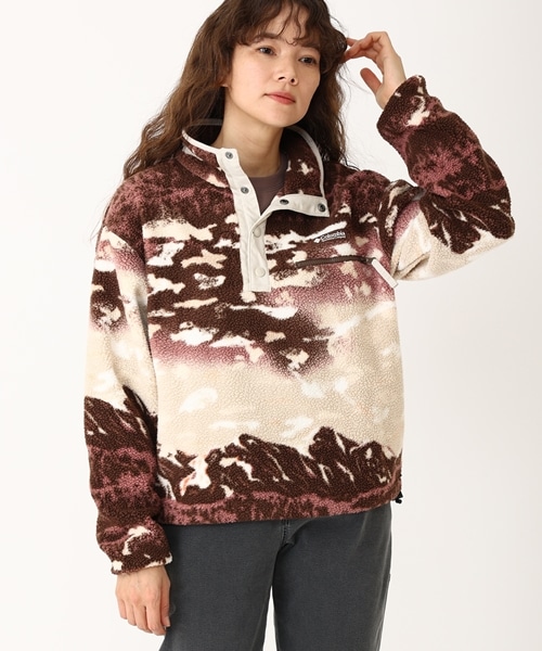 ウィメンズヘルベチアII プリントクロップドハーフスナップフリース